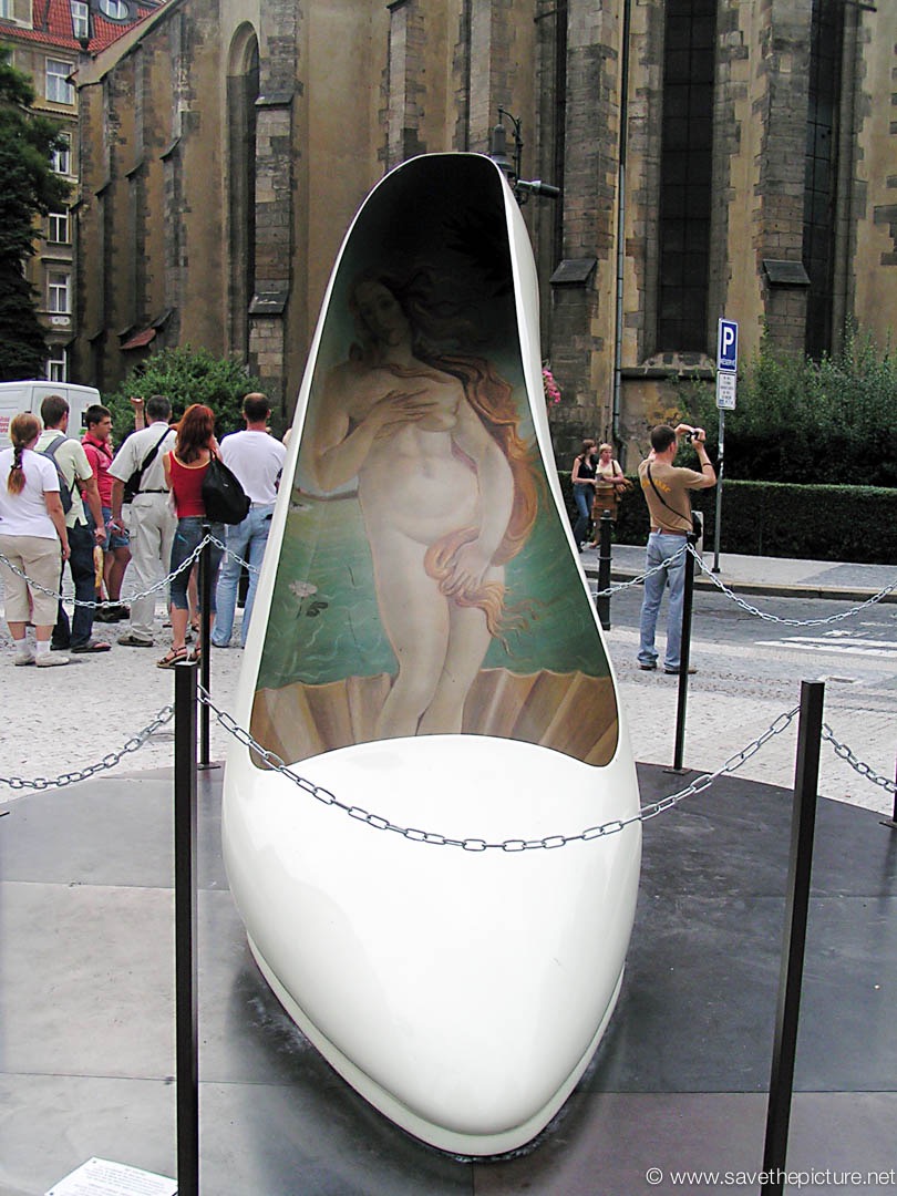 Giant painted Shoe Art in Prague