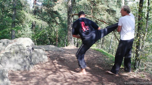 Taikiken mae geri soft defense with extention