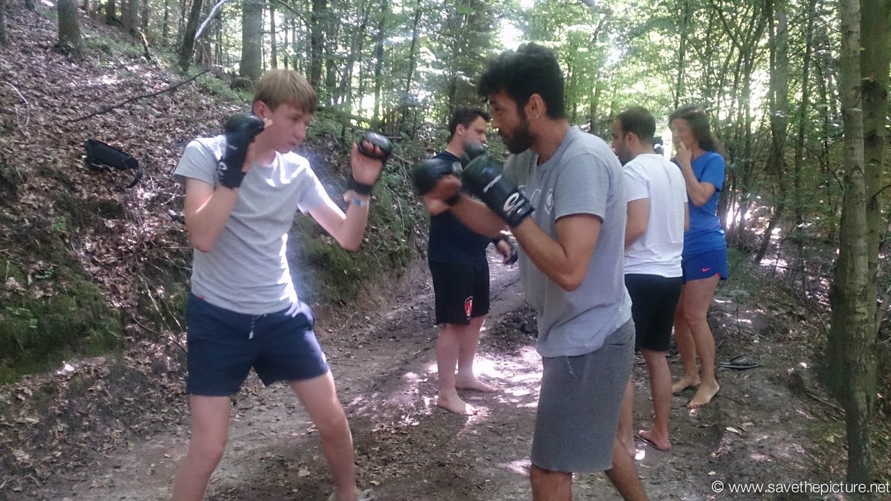 Taikiken training in the forest